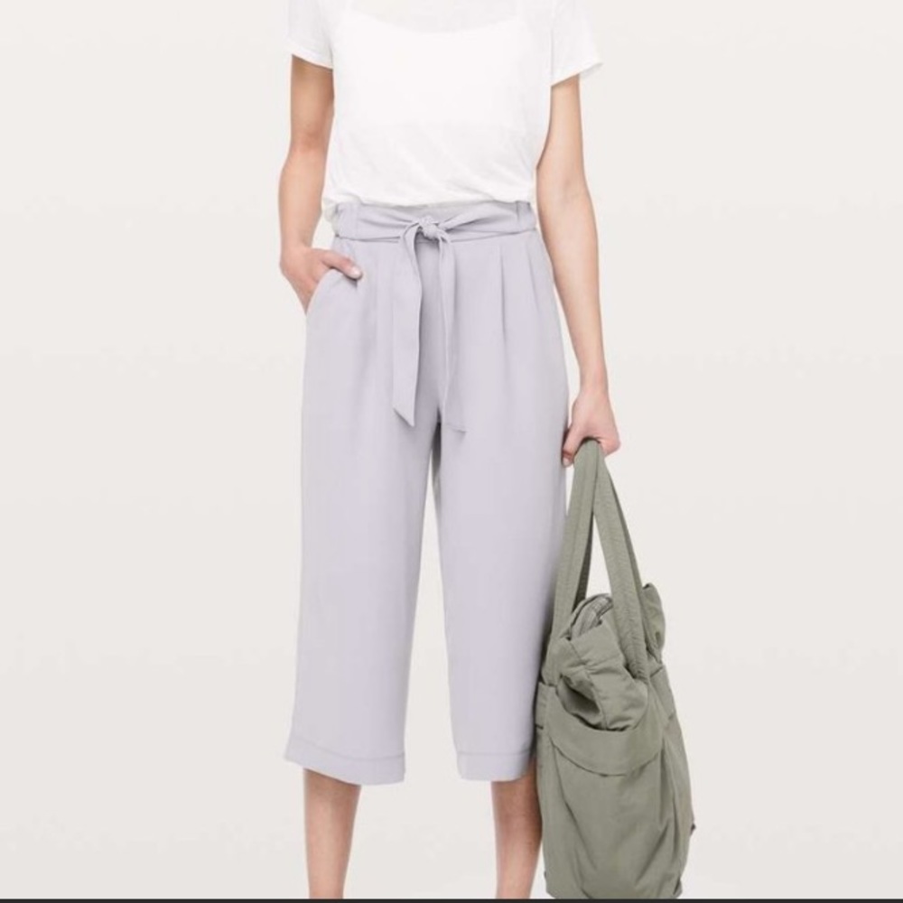 Lululemon Noir Crop Tie Pant in Silver Wide Leg